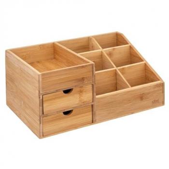 Organizador de Bambú con 2 Cajones y 6 Compartimentos - Orden y Almacenamiento