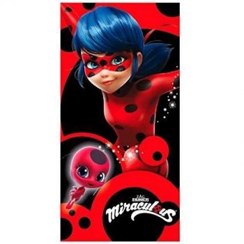 Artesanía Cerdá 2200002393 Toalla Playa algodón 70 x 140 cm, diseño Lady Bug Miraculous