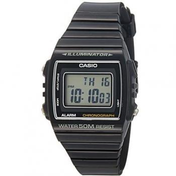 Casio W-215H Unisex Digital Alarm Chronograph Watch - Black, 40mm, Water Resistant 5 ATM