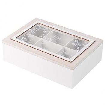 Caja Decorativa de Almacenaje Elegante en MDF/PVC Blanco Natural 26x8x18 cm