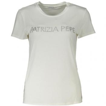 Patrizia Pepe Chic Sparkling Crew Neck Tee - White - Size L (3) - Women's T-Shirt