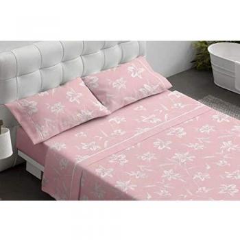 Burrito Blanco Juego de Sábanas 21 Algodón con Diseño Flores para Cama Individual de 90x190 hasta 90x200 cm/Juego de Cama 90, Color Coral