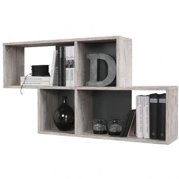 Estante de Pared NORA con 4 Compartimentos en Color Roble Arena y Antracita - 100 x 53 x 19,5 cm