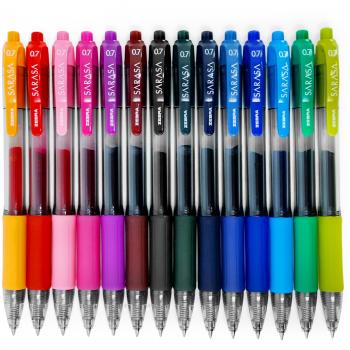 Diseño de cebra Sarasa Retractable Gel Ink Rollerball – secado rápido – 0,7 mm – Lote de 14 colores de tinta
