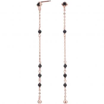 Pendientes largos Itemporality multibeads espinelas negras bañados en oro rosa - SEA-302-141-UU