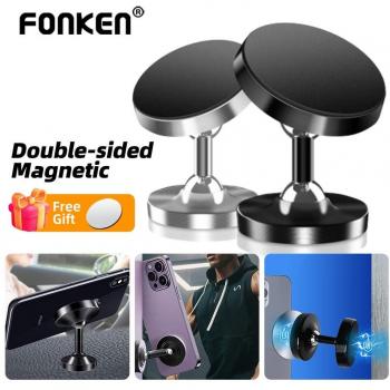 Soporte Magnético Doble Cara Fonken para Teléfono - Compatible con iPhone 14, 13, Samsung y Xiaomi - Ideal para Gimnasio y Cocina - Superficie de Metal Negra