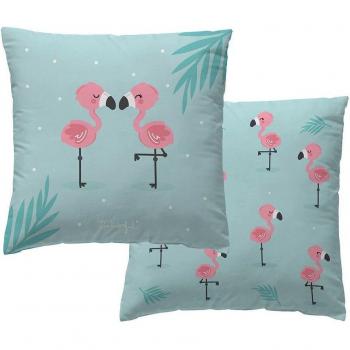 Funda de cojín Flamingos 45x45 cm 100% algodón 144 hilos