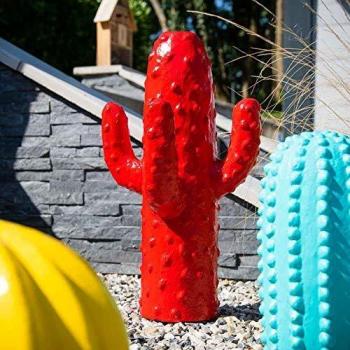 Escultura de jardín moderna cactus 50 cm rojo Wanda Collection