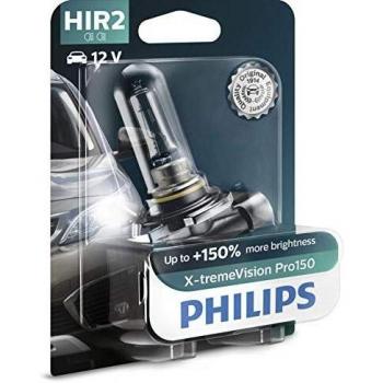 Bombilla Halógena Philips X-tremeVision Pro150 HIR2 12V 55W +150% para faros delanteros, blister individual, compatible con OPEL (Insignia, Zafira, Astra, Casc