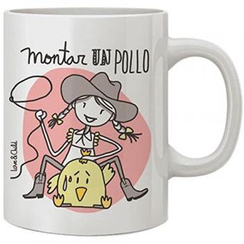 Love & Child Taza Montar Un Pollo, Cerámica, Multicolor, 13x8.5x10 cm