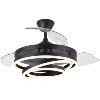 Ventilador 72W DC Kai Negro con 3 Aspas Transparentes, 6 Velocidades, disponible en 3 Colores, dimensiones de 43/58x50/107 cm, incluye control remoto, función de memoria y