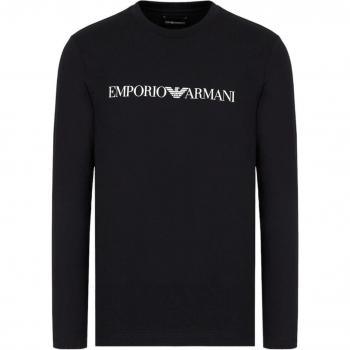 Emporio Armani Men’s Slim-Fit Long Sleeve Cotton T-Shirt, Blue, Size: S