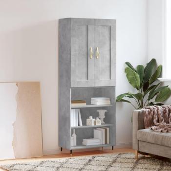 Aparador alto de madera contrachapada gris hormigón 69,5x34x180 cm