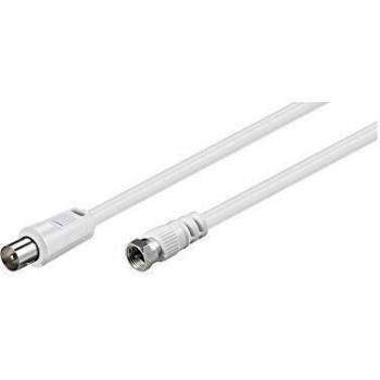 Cable Coaxial Antena a Conector F Macho/Macho 5m Blanco