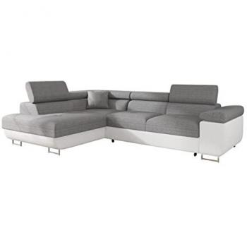 Sofá rinconero Comfivo S100 con función de descanso y caja de ropa de cama, 274x203x70cm