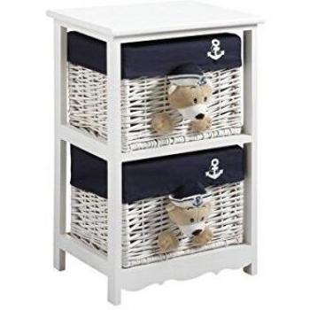 Cómoda de Madera y Mimbre Ourson con 2 Cajones