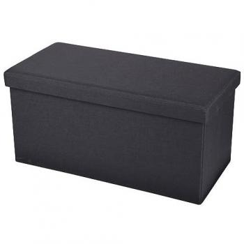 Baúl Puff Taburete de Almacenaje Plegable con Tapa 76 x 37,5 x H 37,5 cm - Negro - Polyester