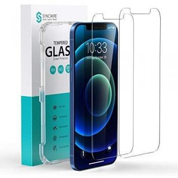 Syncwire Protector de Pantalla [9H Dureza] Compatible con iPhone 12/12 Pro de 6,1 Pulgadas [Sin Burbujas, Antihuellas, Antiarañazos], Cristal Templado con Marco de Instalación-2 Piezas
