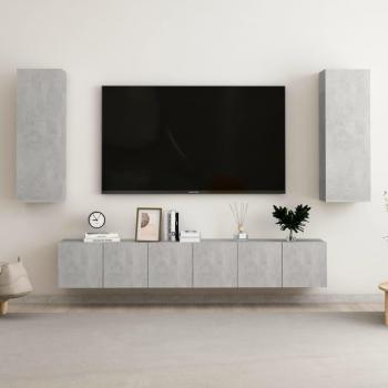 Set de Muebles de Salón 5 Piezas en Madera Ingeniería y Aglomerado Gris Hormigón, incluye Mueble TV, Mesa de TV, Diseño Moderno, Dimensiones 60 x 30 x 30 cm