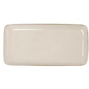 Fuente Rectangular Cerámica Ikonic 28x14cm Blanco Brillo con Relieves Orgánicos, Apto para Microondas, Decorada con Tintas Reactivas