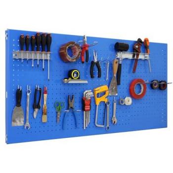 Simon Rack Panel Herramientas Pared, Organizador Herramientas, Incluye 22 Ganchos y 3 Soportes, 1500x600 mm, Azul - Simonwork