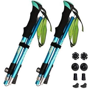 Wsobue Bastónes de Senderismo,Bastón de Trekking Plegable Anti-Choque Aluminio 7075, Bastones de Marcha para Senderismo Alpinismo Trail Viaje
