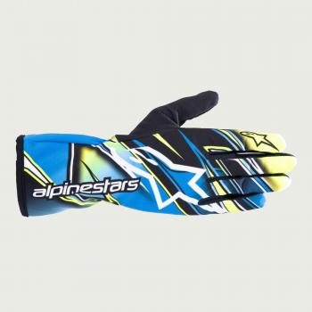 Alpinestars Tech 1-K V2 Fluro Yellow/Blue Competition Kart Racing Gloves - Size S