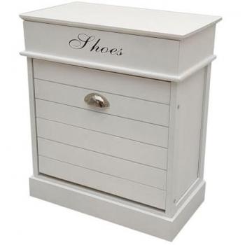 Zapatero de Madera Blanco con 1 Cajón 50 x 28 x 58 cm