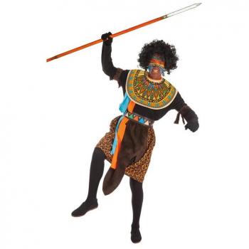 Disfraz para Adultos Africano 5 Piezas - Incluye túnica, pantalones, cinturón, collar y tocado; diseño colorido y auténtico inspirado en la cultura africana; talla única que se adapta a diferentes