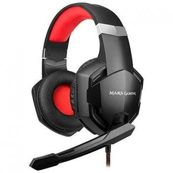 Mars Gaming MHX Negro, Cascos Gaming con Micrófono, Superbass, Cancelación Ruido