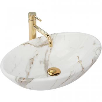 Lavabo sobre encimera Rea Pamela Shiny Aiax en mármol