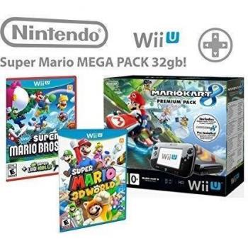 Nintendo Wii U consola Premium Pack 32GB + Mario Kart 8 + Super Mario 3D + New Super Mario & Luigi U - Mega Pack 4 Juegos!