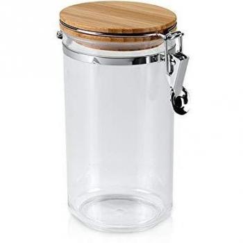 Metaltex Bote Cocina Redondo 'Aroma Line' 1 LT con Tapa DE BAMBÚ, 1 l