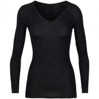Icebreaker Luxe Rib - Camiseta de Manga Larga Mujer - Negro Talla M 2018