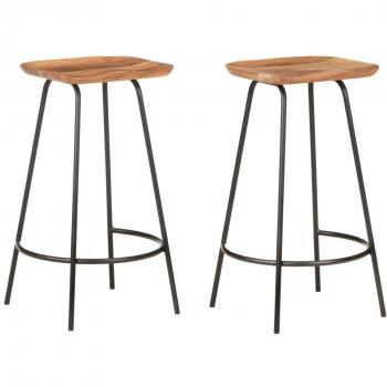 Taburetes de cocina 2 unidades madera maciza de acacia