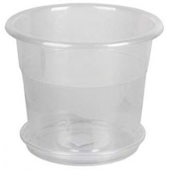 Maceta Redonda Transparente para Orquídeas 23.5x20 cm con Plato de 20 cm - Venta Unitaria