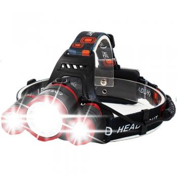 Linterna Frontal LED Recargable 3 LEDs Cree T6 R5 5000 Lúmenes