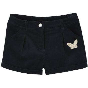 VERTBAUDET Short niña de Pana Azul Oscuro Liso con Motivos 5-6 Anos, 114CM