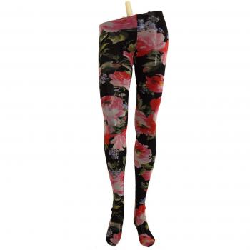 Dolce & Gabbana Black Floral Print Tights Nylon Stockings - M