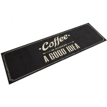 Alfombra de Cocina Lavable Terciopelo Estampado Otoño Color Marrón y Negro 45x150 cm