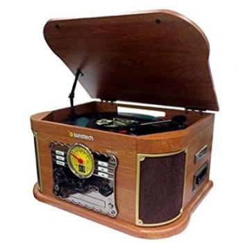 Sunstech PXRC52CDWD - Giradiscos de madera, color madera