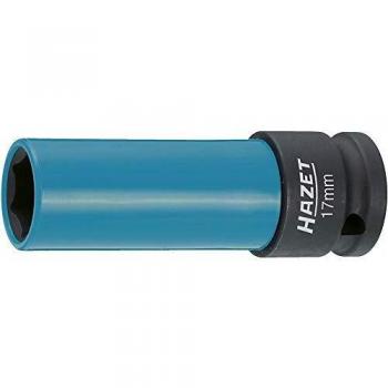 Llave de vaso de impacto Hazet 903SLG-17, 1/2 pulgada hexagonal, con manguito SW17mm, longitud 85mm, color azul