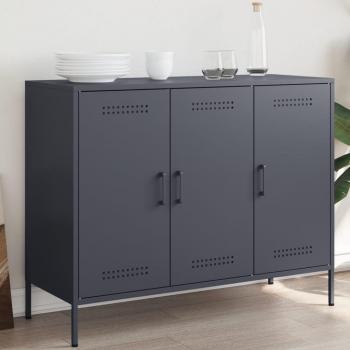 Aparador de Acero Laminado en Frío Gris Antracita 100,5x39x79 cm, Mueble de Almacenaje para Cocina y Comedor
