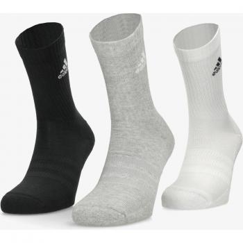 adidas Women's Cushioned Crew Socks 3 Pairs, Medium Grey Heather / White / Black