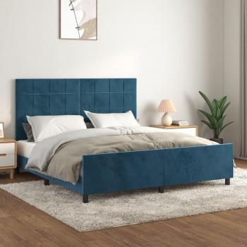Estructura de cama con cabecero de terciopelo azul oscuro 180x200 cm
