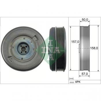Polea de cigüeñal INA 544 0513 10, 158mm para Skoda, VW, Seat y Audi