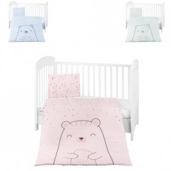 Juego de cama 5 piezas Bear with me Rosa, incluye manta de 135x95cm, almohada de 45x35cm, sábanas, color: rosa