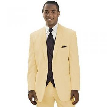MYS Hombre Justo lo novio boda Smoking Traje pantalón Chaleco corbata Juego Amarillo amarillo Adaptado