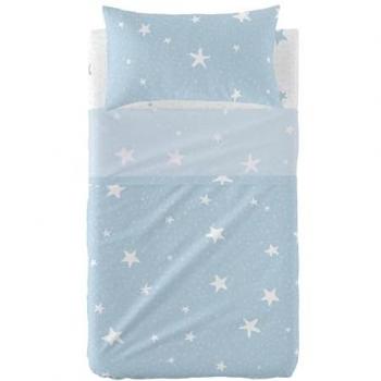 Juego de Sábanas HappyFriday Básico Niños Estrella Azul para Cuna de Bebé 2 Piezas 120x180 cm, 100% Algodón, Calidad 150