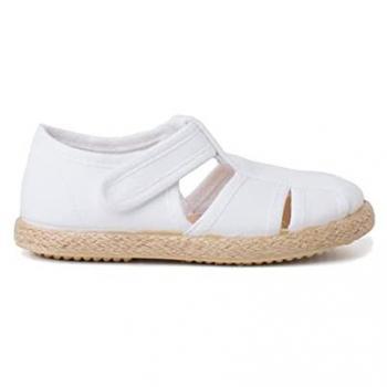 Sandalia Pepito Aberturas de Lona y Yute Color Blanco Talla 22